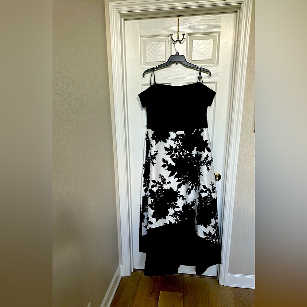 Morgan & Co formal dress.  Size 18 Black and White off shoulder arms